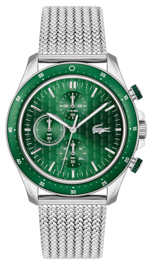 Buy Shop Lacoste Neoheritage Chronograph Green Dial Silver Steel Strap Watch for Men - 2011255 USA Online