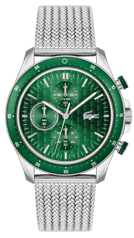 Buy Shop Lacoste Neoheritage Chronograph Green Dial Silver Steel Strap Watch for Men - 2011255 USA Online