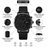 Buy Shop Lacoste Replay Chronograph Black Dial Black Leather Strap Watch for Men - 2011177 USA Online
