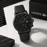 Buy Shop Lacoste Replay Chronograph Black Dial Black Leather Strap Watch for Men - 2011177 USA Online