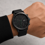 Buy Shop Lacoste Replay Chronograph Black Dial Black Leather Strap Watch for Men - 2011177 USA Online