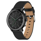 Buy Shop Lacoste Replay Chronograph Black Dial Black Leather Strap Watch for Men - 2011177 USA Online