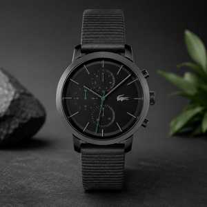 Buy Shop Lacoste Replay Chronograph Black Dial Black Leather Strap Watch for Men - 2011177 USA Online