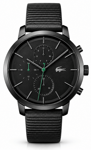 Buy Shop Lacoste Replay Chronograph Black Dial Black Leather Strap Watch for Men - 2011177 USA Online