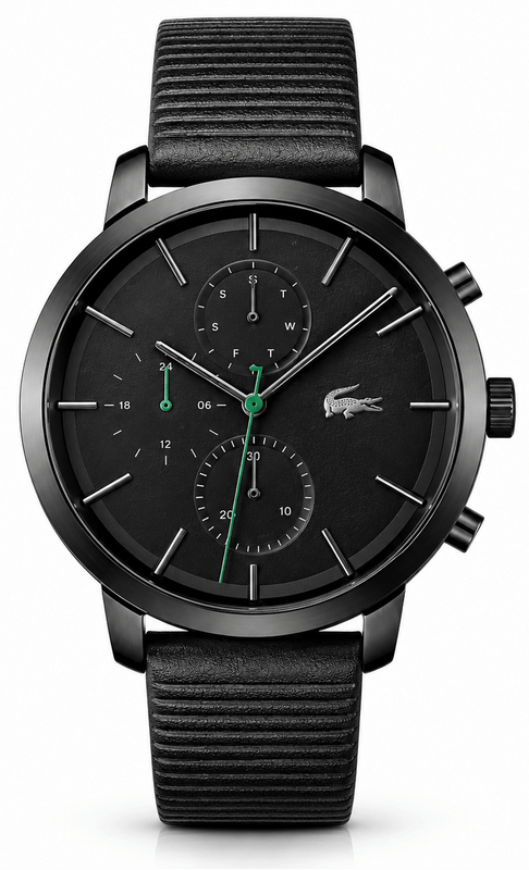 Buy Shop Lacoste Replay Chronograph Black Dial Black Leather Strap Watch for Men - 2011177 USA Online