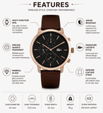 Buy Shop Lacoste Replay Chronograph Black Dial Brown Leather Strap Watch for Men - 2011257 USA Online