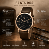 Buy Shop Lacoste Replay Chronograph Black Dial Brown Leather Strap Watch for Men - 2011257 USA Online