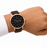 Buy Shop Lacoste Replay Chronograph Black Dial Brown Leather Strap Watch for Men - 2011257 USA Online