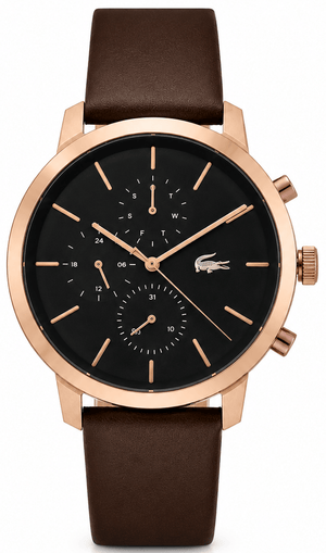 Buy Shop Lacoste Replay Chronograph Black Dial Brown Leather Strap Watch for Men - 2011257 USA Online