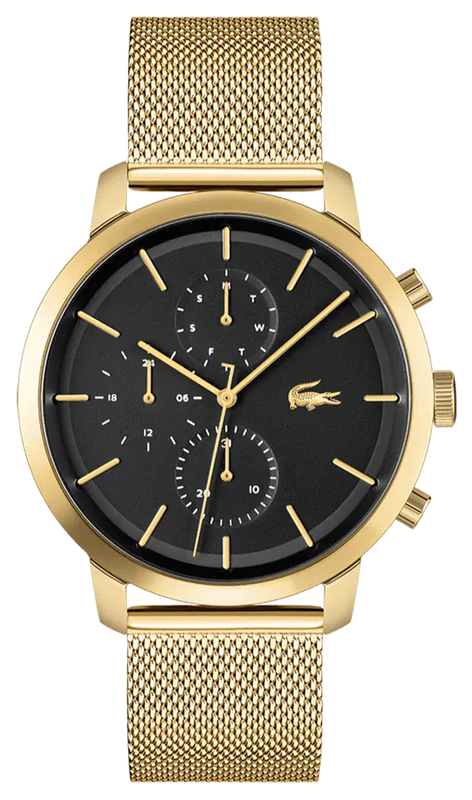 Buy Shop Lacoste Replay Chronograph Black Dial Gold Steel Strap Watch for Men - 2011195 USA Online