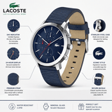 Buy Shop Lacoste Replay Chronograph Blue Dial Blue Leather Strap Watch for Men - 2011176 USA Online