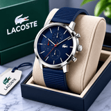 Buy Shop Lacoste Replay Chronograph Blue Dial Blue Leather Strap Watch for Men - 2011176 USA Online