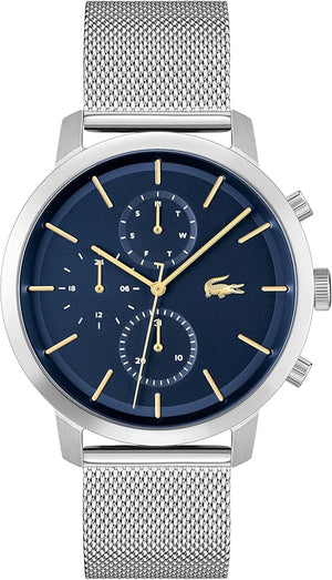 Buy Shop Lacoste Replay Chronograph Blue Dial Silver Mesh Strap Watch for Men - 2011256 USA Online