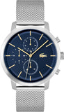 Buy Shop Lacoste Replay Chronograph Blue Dial Silver Mesh Strap Watch for Men - 2011256 USA Online