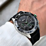 Buy Shop Lacoste Tiebreaker Chronograph Black Dial Black Silicone Strap Watch for Men - 2011152 USA Online