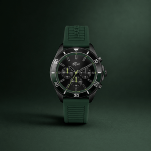 Buy Shop Lacoste Tiebreaker Chronograph Black Dial Green Silicon Strap Watch for Men - 2011153 USA Online