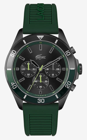 Buy Shop Lacoste Tiebreaker Chronograph Black Dial Green Silicon Strap Watch for Men - 2011153 USA Online