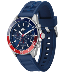 Buy Shop Lacoste Tiebreaker Chronograph Blue Dial Blue Silicon Strap Watch for Men - 2011154 USA Online