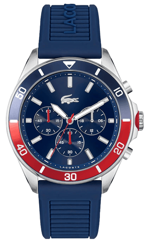 Buy Shop Lacoste Tiebreaker Chronograph Blue Dial Blue Silicon Strap Watch for Men - 2011154 USA Online