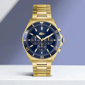Buy Shop Lacoste Tiebreaker Chronograph Blue Dial Gold Steel Strap Watch for Men - 2011151 USA Online