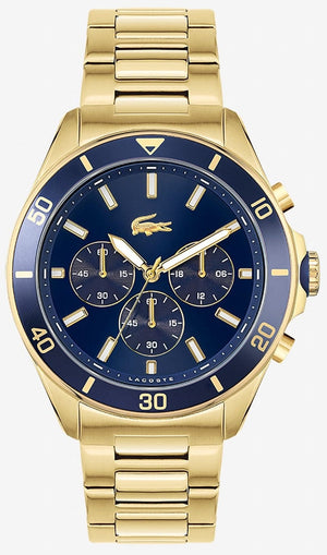 Buy Shop Lacoste Tiebreaker Chronograph Blue Dial Gold Steel Strap Watch for Men - 2011151 USA Online