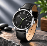 Buy Shop Lacoste Vienna Black Dial Balck Leather Strap Watch for Men - 2011074 USA Online