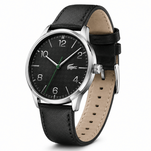 Buy Shop Lacoste Vienna Black Dial Balck Leather Strap Watch for Men - 2011074 USA Online