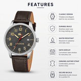 Buy Shop Lacoste Vienna Blue Dial Brown Leather Strap Watch for Men - 2011046 USA Online