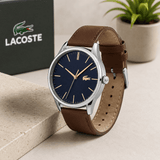 Buy Shop Lacoste Vienna Blue Dial Brown Leather Strap Watch for Men - 2011046 USA Online