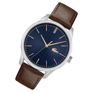 Buy Shop Lacoste Vienna Blue Dial Brown Leather Strap Watch for Men - 2011046 USA Online