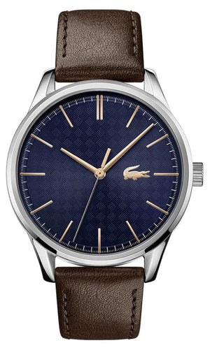 Buy Shop Lacoste Vienna Blue Dial Brown Leather Strap Watch for Men - 2011046 USA Online