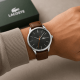 Buy Shop Lacoste Vienna Grey Dial Brown Leather Strap Watch for Men - 2011045 USA Online