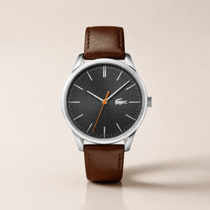 Buy Shop Lacoste Vienna Grey Dial Brown Leather Strap Watch for Men - 2011045 USA Online
