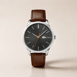 Buy Shop Lacoste Vienna Grey Dial Brown Leather Strap Watch for Men - 2011045 USA Online