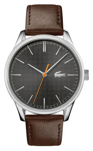Buy Shop Lacoste Vienna Grey Dial Brown Leather Strap Watch for Men - 2011045 USA Online
