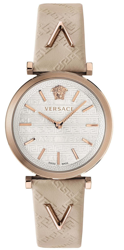 Buy Shop Versace V-Twist White Dial White Leather Strap Watch for Women - VELS00419 USA Online