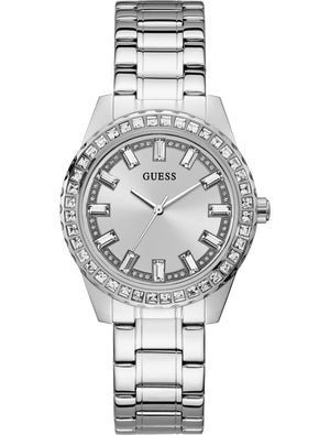 Buy Shop Guess Sparkler Diamonds Silver Dial Silver Steel Strap Watch for Women - GW0111L1 USA Online