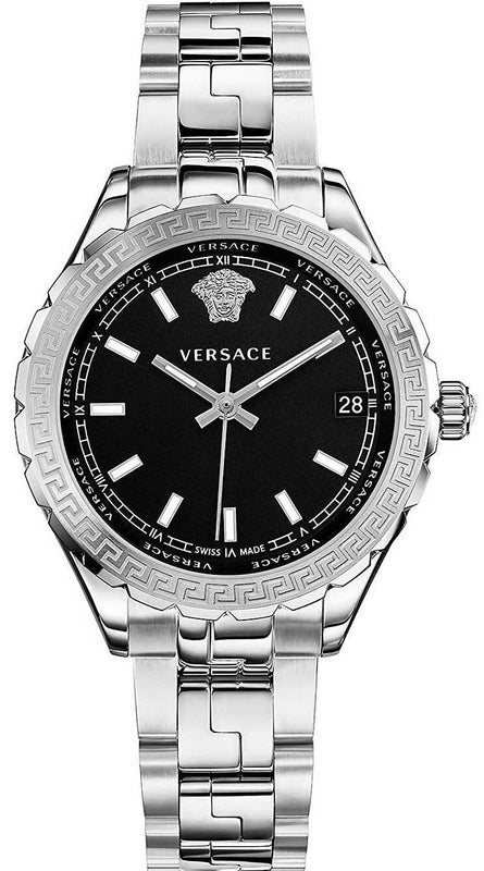 Buy Shop Versace Hellenyium Black Dial Silver Steel Strap Watch for Women - V12020015 USA Online