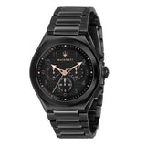 Maserati Triconic Quartz Black Dial Black Steel Strap Watch For Men - R8873639003