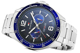Buy Shop Tommy Hilfiger Erik Chronograph Blue Dial Silver Steel Strap Watch for Men - 1791366 USA Online