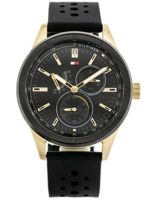 Buy Shop Tommy Hilfiger Austin Black Dial Black Rubber Strap Watch for Men - 1791636 USA Online