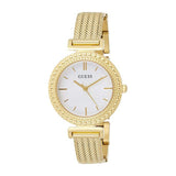 Buy Shop Guess Quartz White Dial Gold Steel Strap Watch For Women - W1152L2 USA Online