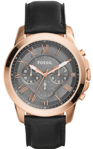 Buy Shop Fossil Grant Chronograph Grey Dial Black Leather Strap Watch for Men - FS5085 USA Online