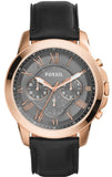 Buy Shop Fossil Grant Chronograph Grey Dial Black Leather Strap Watch for Men - FS5085 USA Online