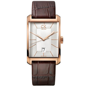 Buy Shop Calvin Klein Window Silver Dial Brown Leather Strap Watch for Men - K2M21620 USA Online