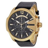 Buy Shop Diesel Mega Chief Chronograph Black Dial Black Leather Strap Watch For Men - DZ4344 USA Online