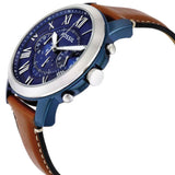 Buy Shop Fossil Grant Chronograph Blue Dial Brown Leather Strap Watch for Men - FS5151 USA Online