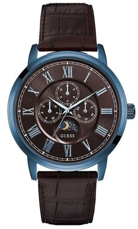 Buy Shop Guess Delancy Analog Brown Dial Brown Leather Strap Watch For Men - W0870G3 USA Online