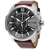 Buy Shop Diesel Mega Chief Chronograph Black Dial Brown Leather Strap Watch For Men - DZ4290 USA Online