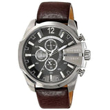 Buy Shop Diesel Mega Chief Chronograph Black Dial Brown Leather Strap Watch For Men - DZ4290 USA Online